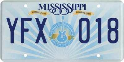 MS license plate YFX018