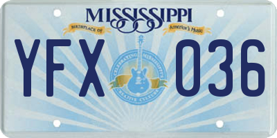 MS license plate YFX036