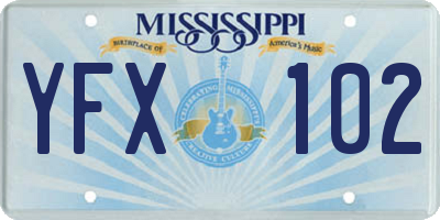 MS license plate YFX102
