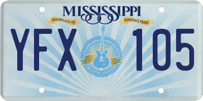 MS license plate YFX105