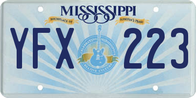 MS license plate YFX223