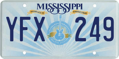MS license plate YFX249