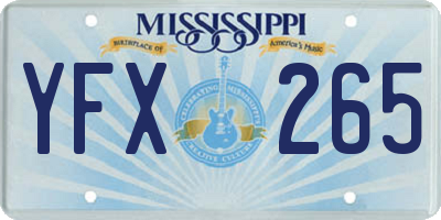 MS license plate YFX265