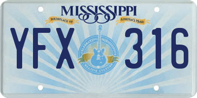 MS license plate YFX316