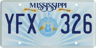 MS license plate YFX326