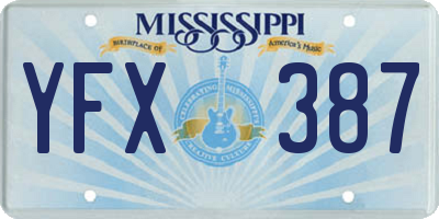 MS license plate YFX387