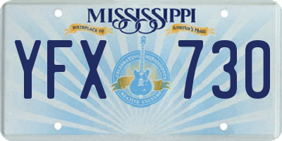 MS license plate YFX730