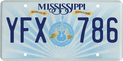 MS license plate YFX786