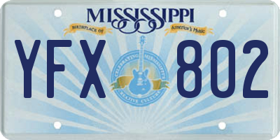 MS license plate YFX802