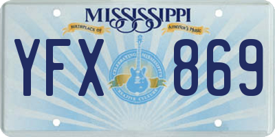 MS license plate YFX869