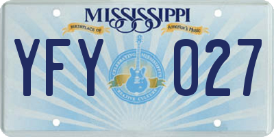 MS license plate YFY027