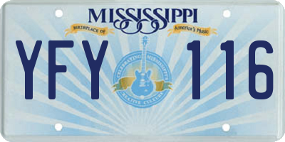 MS license plate YFY116