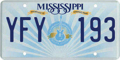 MS license plate YFY193
