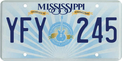 MS license plate YFY245
