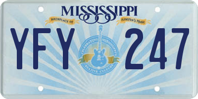 MS license plate YFY247