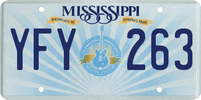 MS license plate YFY263