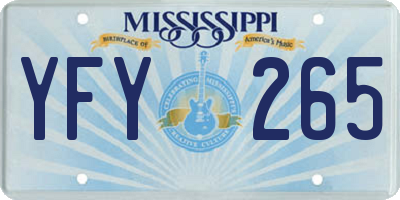 MS license plate YFY265