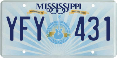 MS license plate YFY431