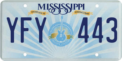 MS license plate YFY443