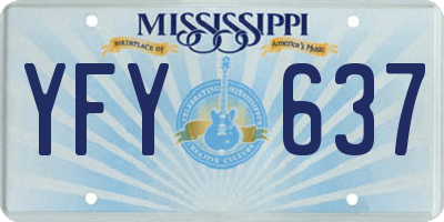 MS license plate YFY637
