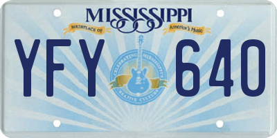 MS license plate YFY640