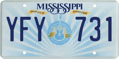 MS license plate YFY731