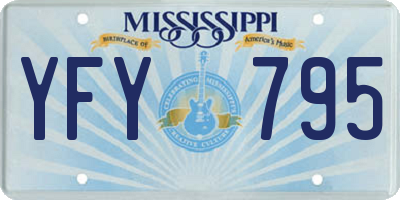 MS license plate YFY795