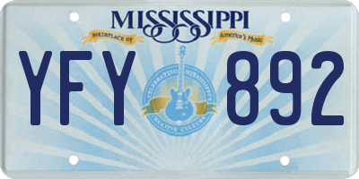 MS license plate YFY892