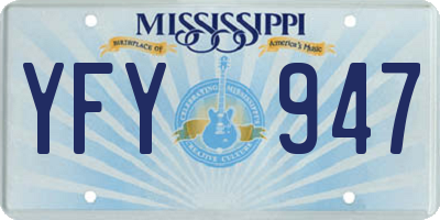 MS license plate YFY947
