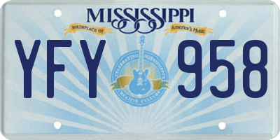 MS license plate YFY958