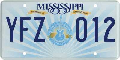 MS license plate YFZ012