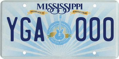 MS license plate YGA000