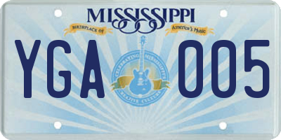 MS license plate YGA005