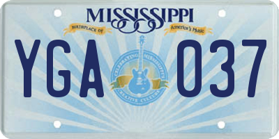 MS license plate YGA037