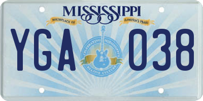 MS license plate YGA038