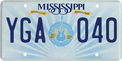MS license plate YGA040