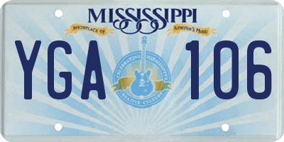 MS license plate YGA106