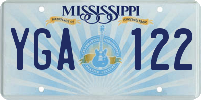 MS license plate YGA122