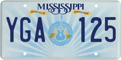 MS license plate YGA125