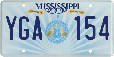MS license plate YGA154