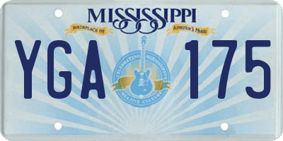 MS license plate YGA175