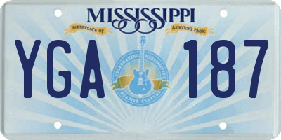 MS license plate YGA187