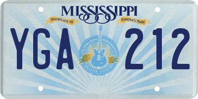 MS license plate YGA212