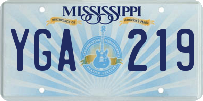 MS license plate YGA219
