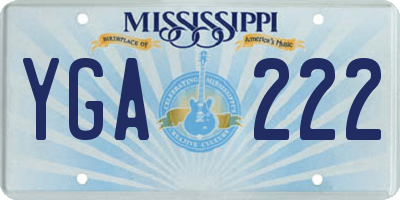 MS license plate YGA222