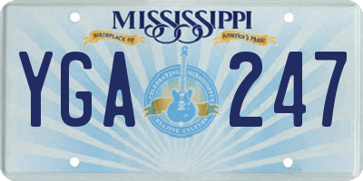 MS license plate YGA247