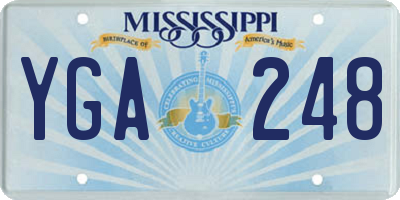 MS license plate YGA248