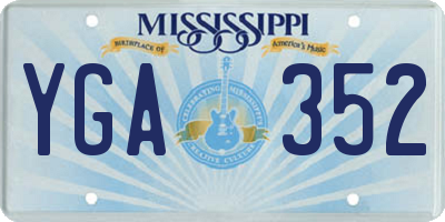 MS license plate YGA352