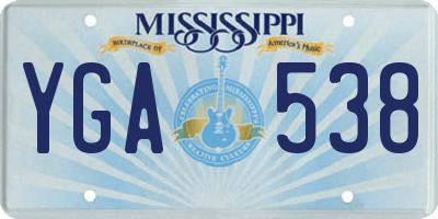 MS license plate YGA538