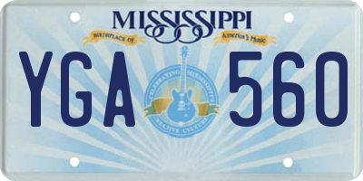 MS license plate YGA560